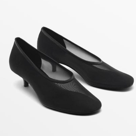 💄Massimo Dutti Black Mesh High-Heel Shoes. US 9, 40 - Picture 1 of 8